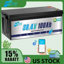 36V 100Ah 3840W LiFePO4 Lithium Battery 200A BMS Solar RV 15000 Cycle 10 Years