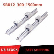 2x SBR12 300-1500mm Linear Rail Guide Shaft Rod 4x SBR12UU Bearing Block CNC DIY