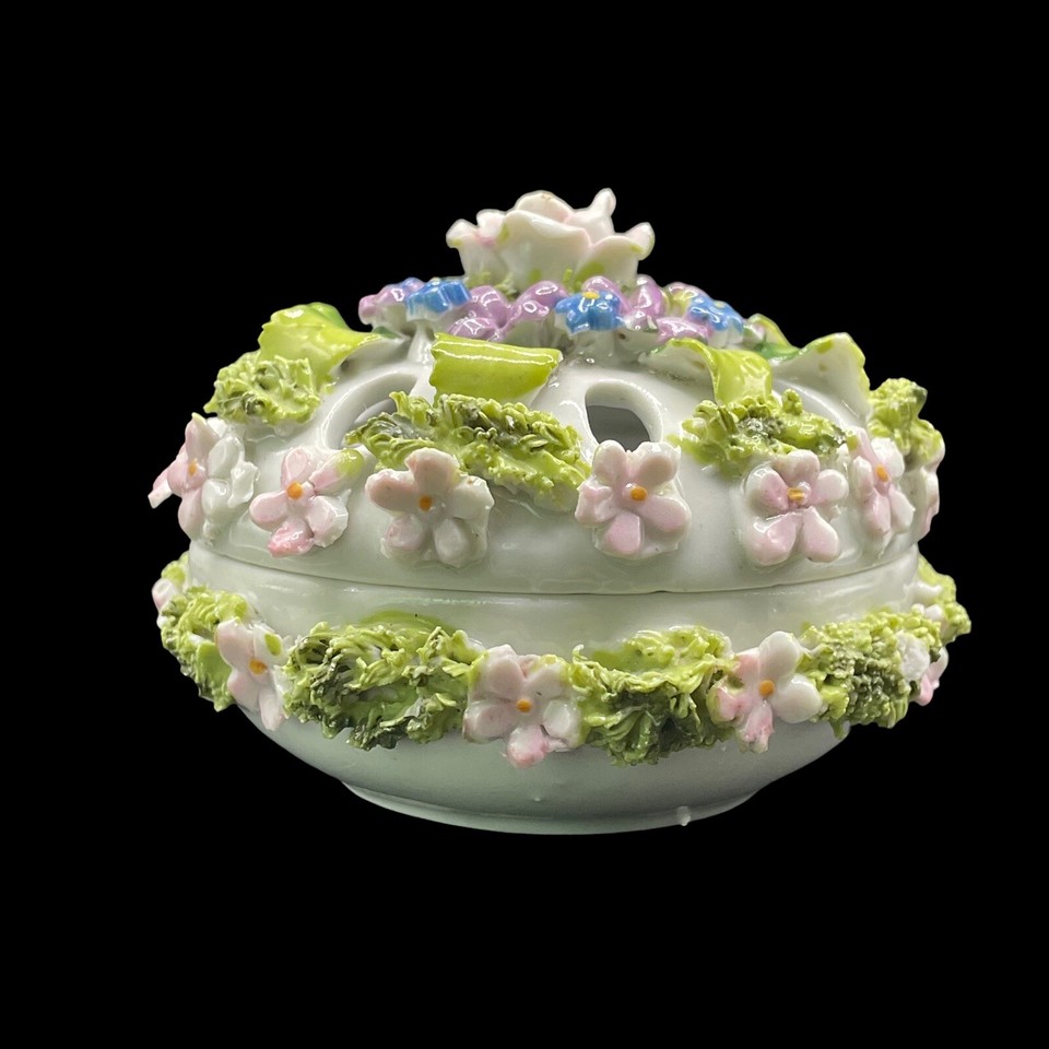 Vintage Elfinware Porcelain Potpourri Incense German Mossware Floral ...