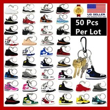 50 Pcs of 2D Sneakers Keychains Hype Beast Sneaker 2D Variety of Keychains Lot