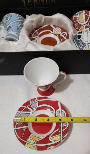 BIJOUX TERNER Picasso Design 4 set of Pedestal Cups and Saucers,Never used - 第 11/14 張圖片