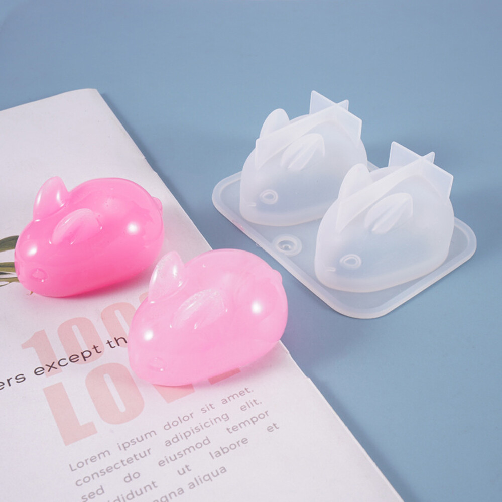 Cute 3D DIY Rabbit Pendant Casting Silicone Mould Craft Crystal Epoxy Resin Mold