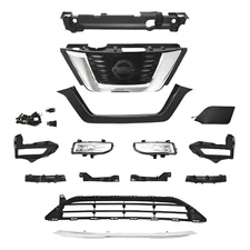 14PC For Rogue 2017-2020 Grille Trim/Radiator Bracket/Fog Lamp/Bumper Molding