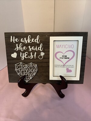 Mayicivo Engagement Photo Frame,  He Asked She Said Yes , 4x6 Photo, New