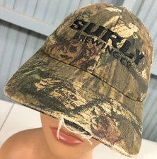 Surly Brewing Minneapolis Beer Camo Distressed S/M Stretch Baseball Cap Hat 