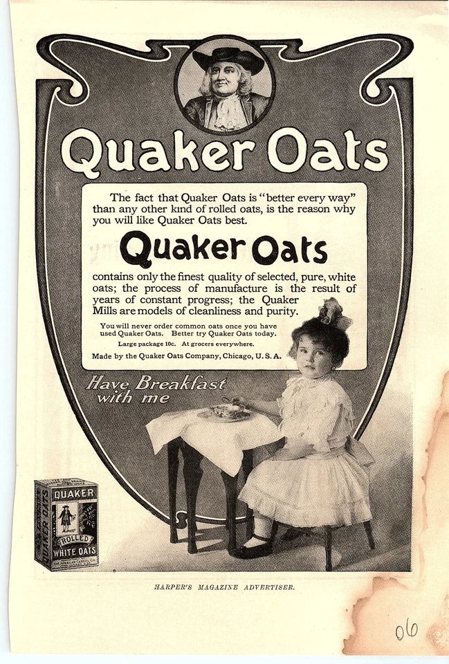 1906 WATERMAN'S IDEAL FOUNTAIN PEN BROADWAY NY QUAKER OATS  PRINT AD Z2533 - Image 2 of 3