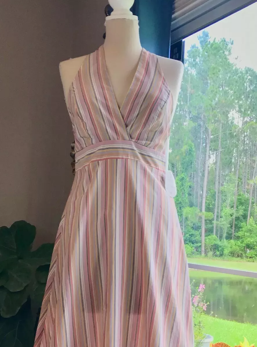 Gypsies and Moondust Haltered Dress in Multicolor Pastel Stripes Size 7 NEW  | eBay