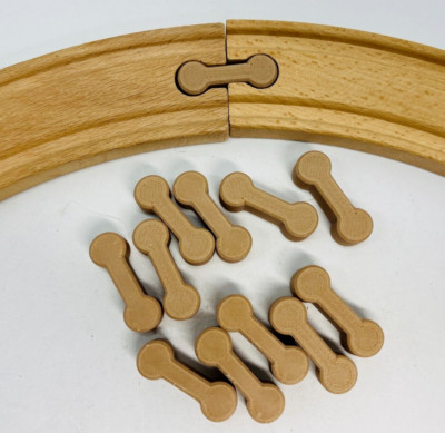 Wooden Train Track Dog Bone Connectors compatible with Thomas Ikea Brio Lot x12