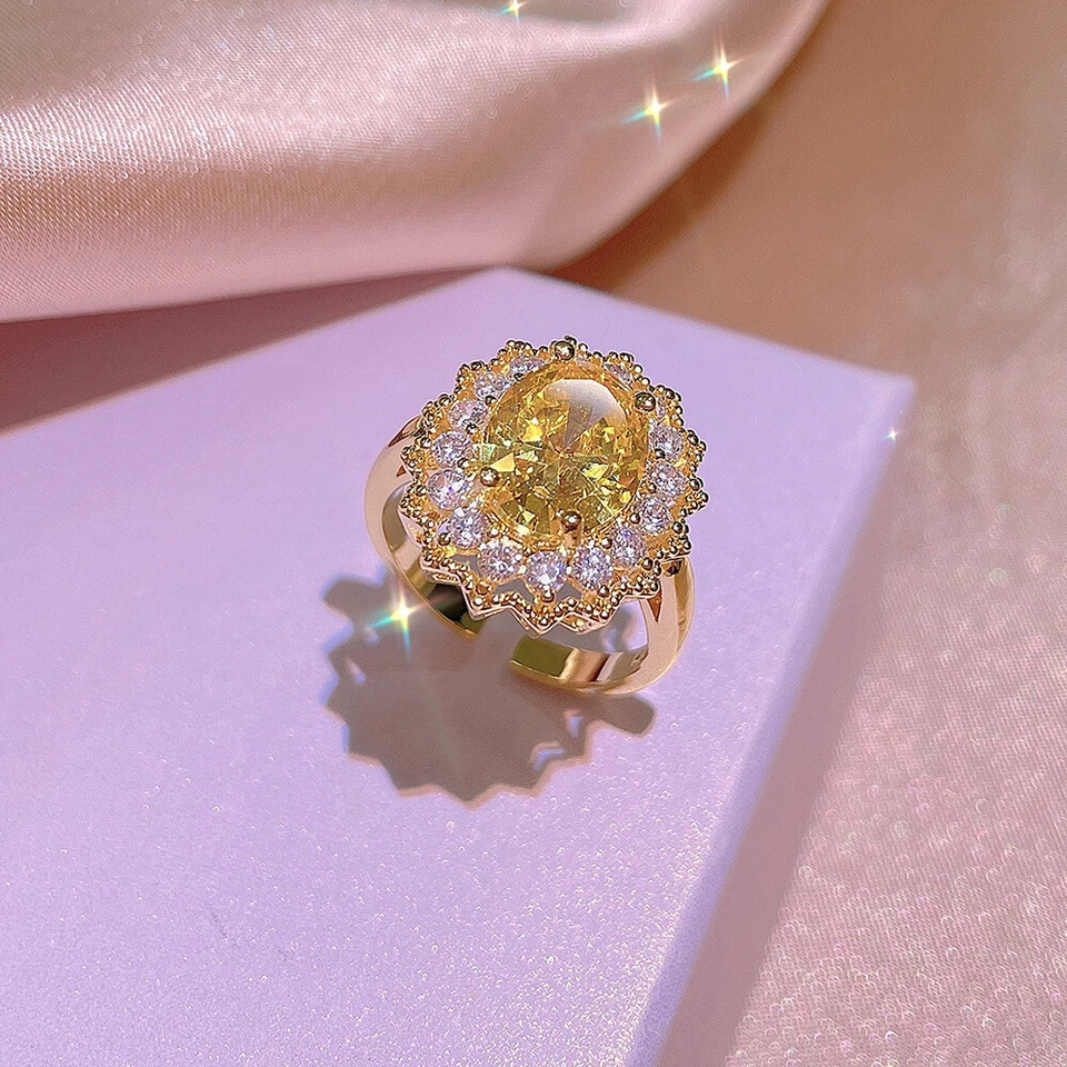 Новый Xmas ювелирных изделий комплект желтый цитрин смесь цвет золото женщин кольцо серьги подвески - Изображение 4 из 4