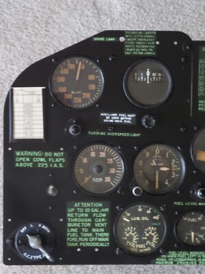 P-47D MAIN INSTRUMENT PANEL 19 0RIGINAL WWII GAUGES + STARTER VG+!
