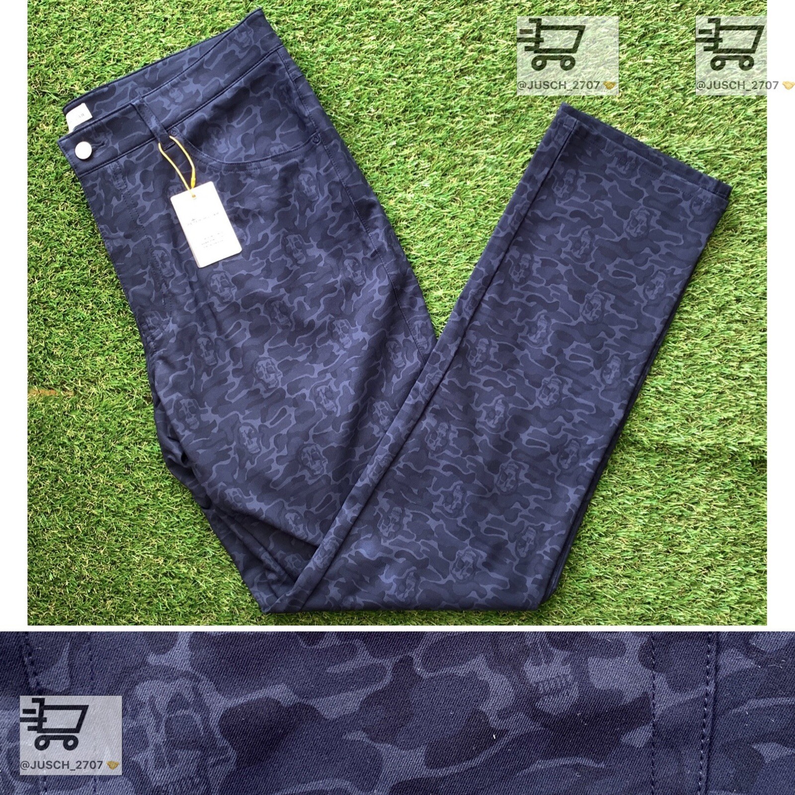 Peter Millar Crown Sport Skull Camo 5 Pocket Golf Pants ⛳️ 32 x 32 ⛳️ Blue polo