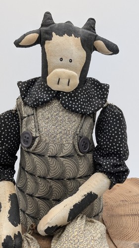 Coyne’s & Company Fabric Cow Doll 15” – Primitive Country Farmhouse Decor - Picture 3 of 13