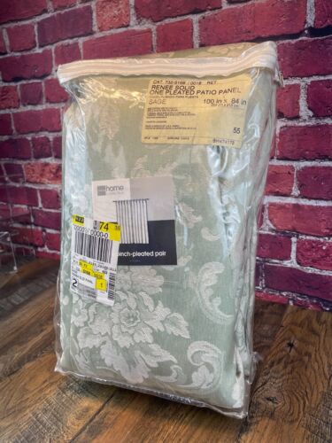 Preowned JC PENNEY Home RENEE SOLID ONE PLEATED PATIO PANEL 100" x 84" SAGE Nice - Picture 3 of 17