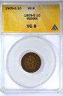 1909-S Indian Head Cent ANACS VG8 KEY DATE FREE SHIPPING