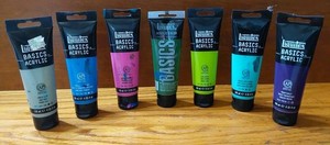 Liquitex Basics Acrylic Paint 4oz Lot 7 Art Paint Craft Supplies Green Blue Pink
