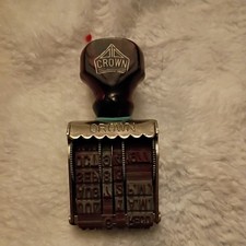 Vintage Crown Rubber Dater Stamp Wood Handle Made in USA 1970s Office Decor