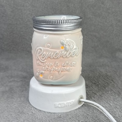 Scentsy Chasing Fireflies Ceramic Blue Mason Jar Wax Warmer And Bulb By Heidi