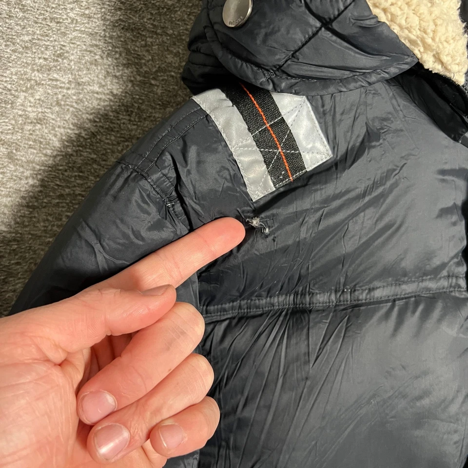 Diesel Puffer Abrigo de Invierno Chaqueta Niños Negro Con Capucha Talla 18/20 Parches Foto 3 de 4