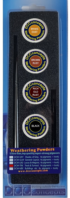 DCC Concepts DCW-TRK Track Turnout Weathering Powders Black And Rust
