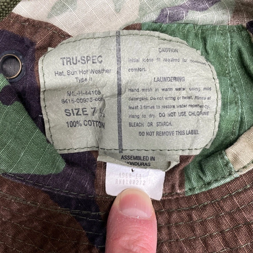 TRU-SPEC Gorra Boonie Bosque Camuflaje Sombrero Sol Clima Caliente Talla 7 1/4 Tipo II Foto 3 de 4