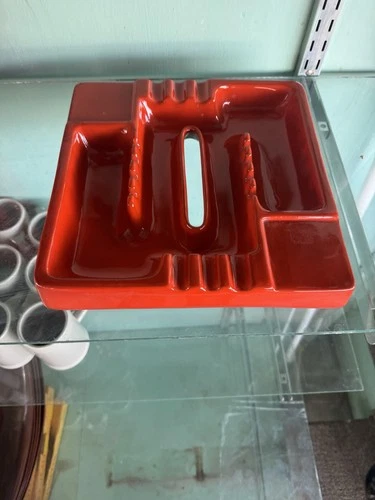 Frankoma 34A Flame Red Ash Tray Vintage