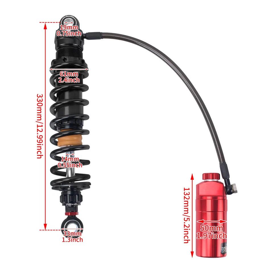 Red Remote Reservoir Rear Suspension Shocks For Harley 14-2023 Road Street Glide - Image 4 of 4