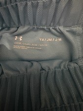 Under Armour Girls Light Blue Mesh Athletic Shorts YM Loose Fit Breathable