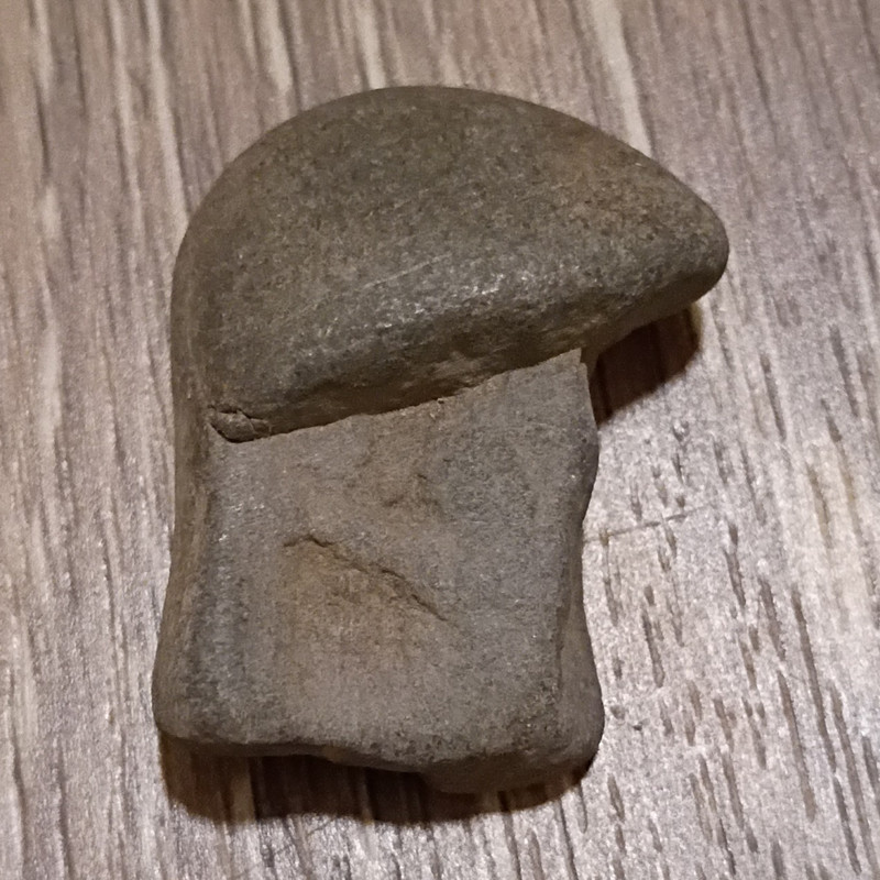 Small Natural Gray Green Mushroom Shaped Pebble Stone Rock Specimen Display