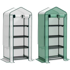 Outsunny 4 Tier Mini Greenhouse w/ Screen Roof, Reinforced PE Cover