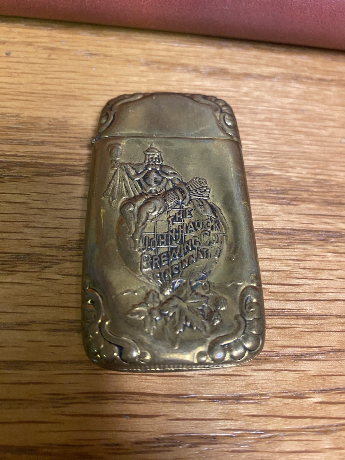 John Hauck Beer Match Safe Old Vintage 1900s Match Holder Cincinnati Oh