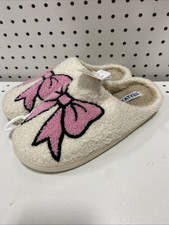 Katydid White Puffy Slippers With Pink Bow Womens mutiple sizes NWT