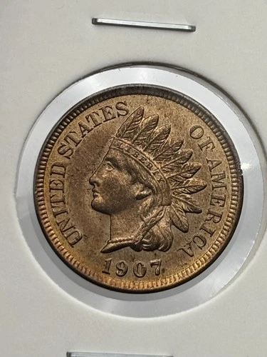 1907 Indian Head Cent Penny, Red Brown Choice UNC RB Full Diamonds Strong Strike