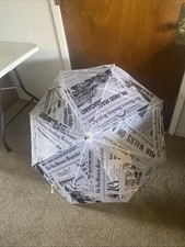 The Des Moines Register Newspaper Print Folding Umbrella Black/White 42"