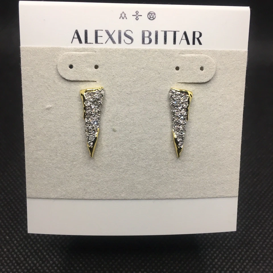 Aretes Alexis Bittar Solanales Cristal Chapado en Oro 14K Lanza Foto 2 de 4