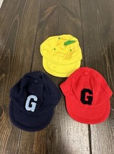 Lot of 3 BABY GAP Hats Cap 12-18 Month Blue  Red W/ Logo  Lemon Yellow Cap
