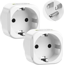 LENCENT 2-Pack EU to US Plug Adapter Europe to USA Travel Outlet Converter