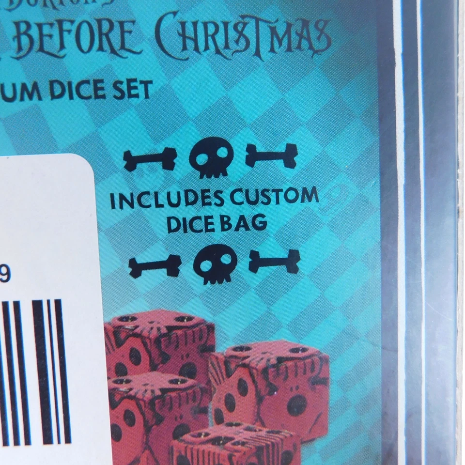 Juego de dados premium Pesadilla antes de Navidad con bolsa Disney rojo acrílico Oogie NUEVO Foto 4 de 4