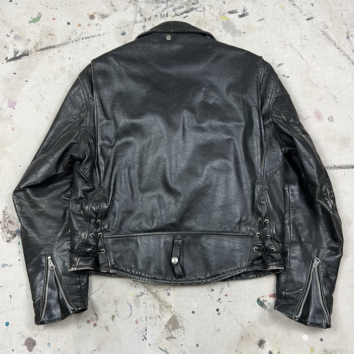 パ*ド様 40s～50sヴィンテージ　BECA ベック　レザージャケット Vintage 50s Beck One Star Lace Back Leather Motorcycle Jacket Mens