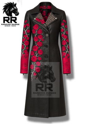 Ladies Stylish Genuine Lambskin Real Leather Long Coat Trench Coat Women Jacket