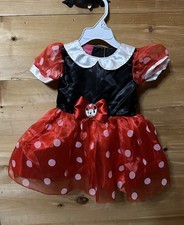 Disney Jr Minnie Mouse Costume Dress With Headband Bow Infant 6-9 Months