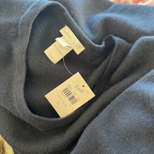 NWT J. Jill 100% Cashmere Long Tunic Navy Blue Pullover Sweater L - Picture 4 of 5