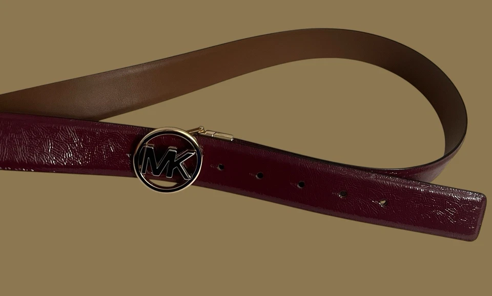 Michael Kors Belt Leather Twist Reversible Burgundy & Brown Size Large NWT - Image 3 of 4
