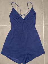 Finders Keepers Jumpsuit Playsuit Romper Womens Sz XS V-neck Shorts Blue VGC