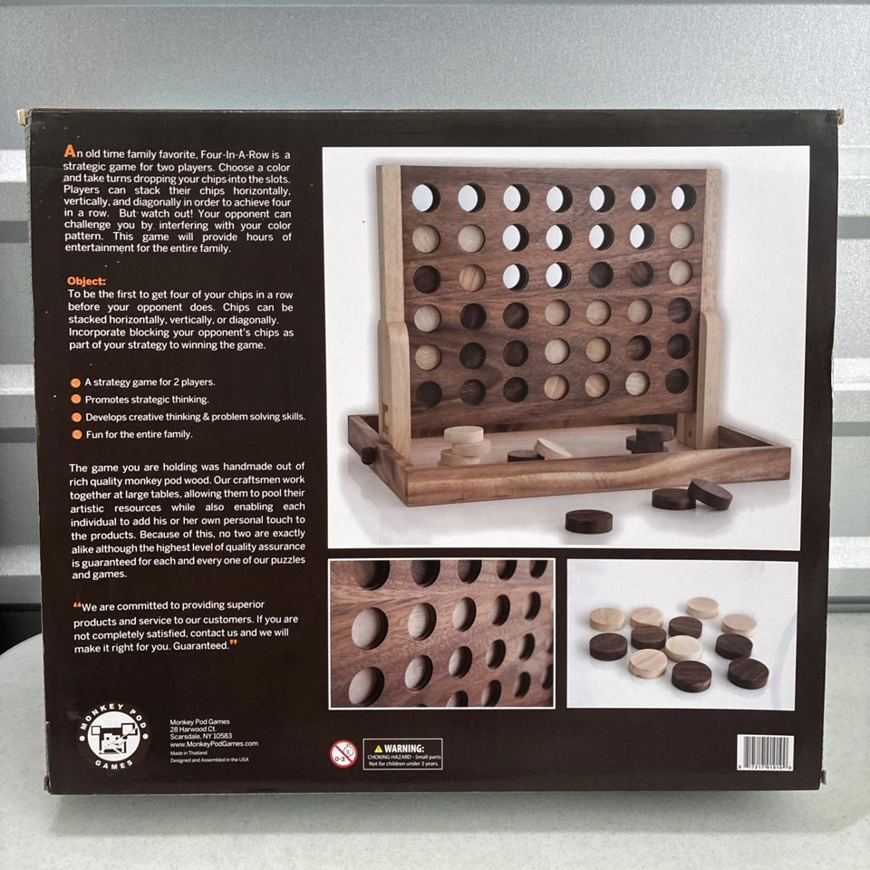 Rustic XL Wood Connect Four Game by MONKEY POD GAMES *NEW* - Image 3 of 4