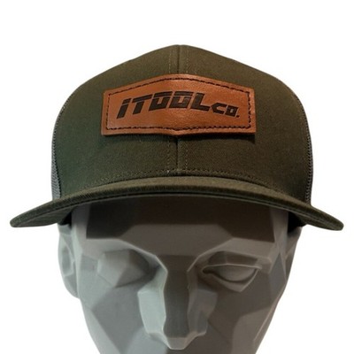 iTOOLco Green Trucker Hat Snapback Mesh Cap Leather Patch Logo One Size OSFM