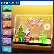 16“ LED Drawing Message Note Board 7 Colors Light Acrylic Dry Erase Lumiboard...