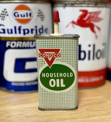Vintage Conoco Household Oil Can 4oz. Oiler Some Contents