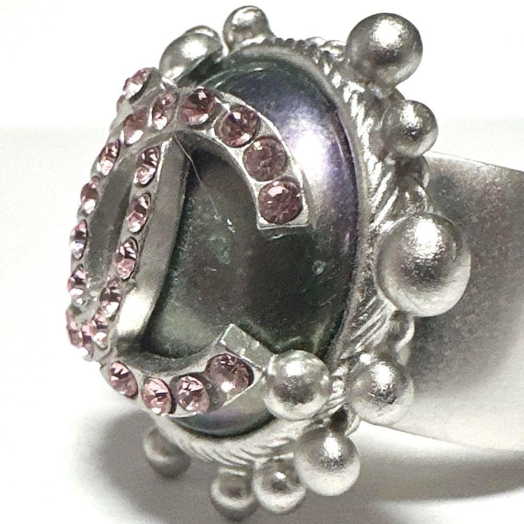 Auth CHANEL Ring Coco Mark Silver Metal Pink 13 Unisex Jewelry Vintage thumbnail 7