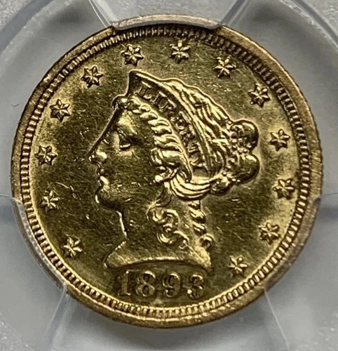 1893 $2.5 Gold Liberty Head Quarter Eagle PCGS Genuine AU Detail-Cleaned