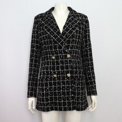 CHANEL P75797 2324 Season Gold Camellia Flower Button Black Tweed 152317878